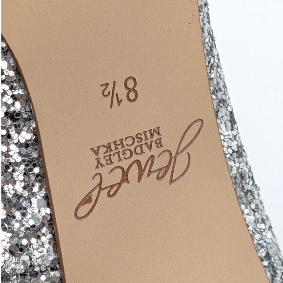 Jewel Badgley Mischka Conroy Metallic Glitter Heel Sandal Silver Size US8.5 EU39 - Picture 8 of 10